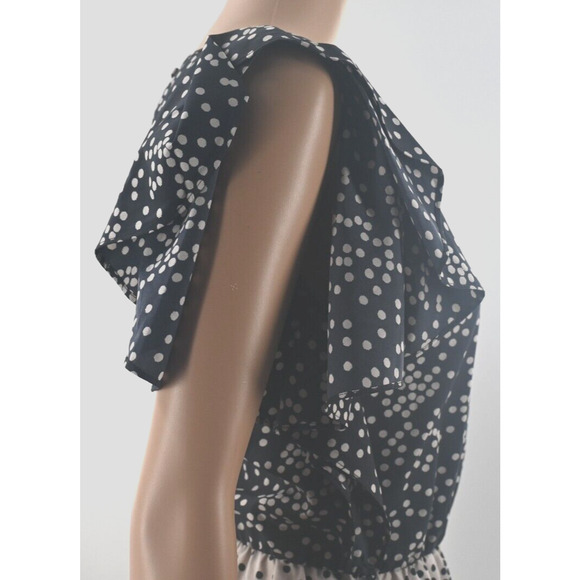 A/X Armani Exchange Twee Black Polka Dot Mini Dress XS Flutter Sleeves No Belt - Picture 7 of 15